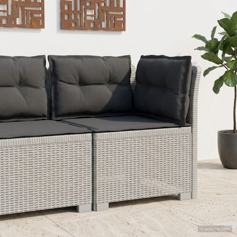 Canapé de Jardin 1 Place Modulaire Aspect Rotin PP Blanc avec Coussins Anthracite - PANGIVO (1/5)
