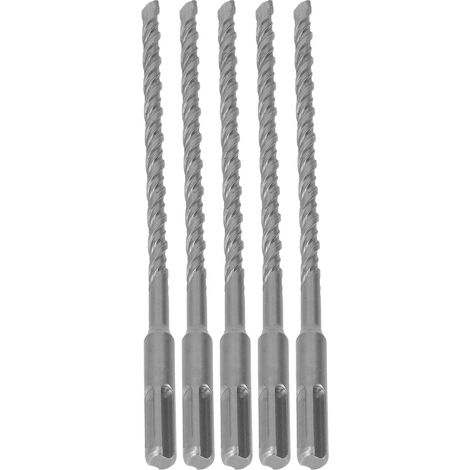 Foret burin 7mm 210mm pour béton brique, 5 pièces embouts SDS avec pointe carbure, mèche hélicoïdale 2 cannelures, perforateur rotatif robuste. (1/5)