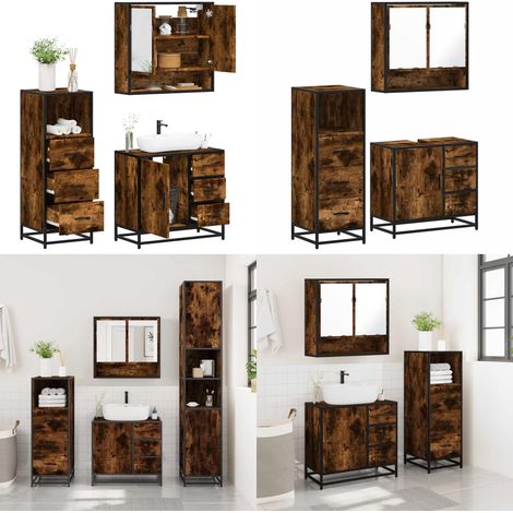 vidaXL Ensemble de meubles de salle de bain 3 pcs Chêne fumé (1/5)