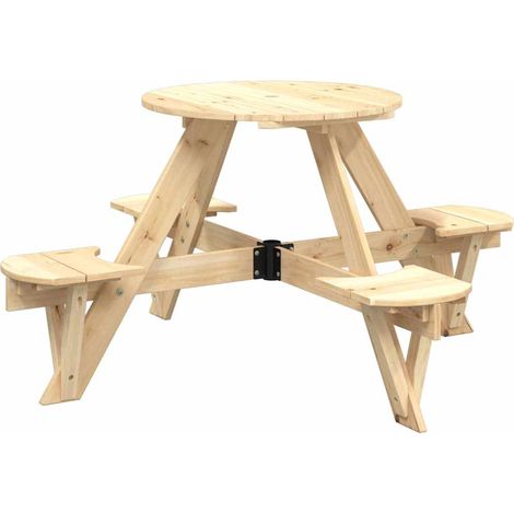 Table de jardin,Table de pique-nique pour 4 enfants avec trou de parasol rond CFW23210 (1/5)