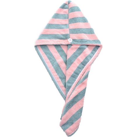 Serviette magique à séchage instantané pour cheveux, séchage rapide, bonnet absorbant rose et vert (1/4)