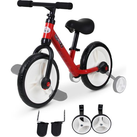 Bicicleta de equilibrio para niños de 2 a 5 años, con ruedines, pedales y asiento regulable en altura. Un juguete ideal para los más pequeños. Un regalo perfecto para el primer cumpleaños. Color: rojo (1/5)