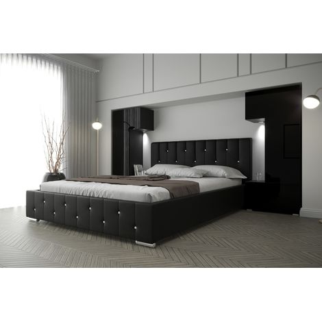 Tête de lit Armoire - pont de lit PANAMA 3/21B/HG1 noir/noir brillant 282-322x159x35cm