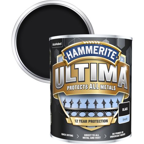 Hammerite 5362526 Ultima Metal Paint Smooth Black 750ml HMMUMSBL750