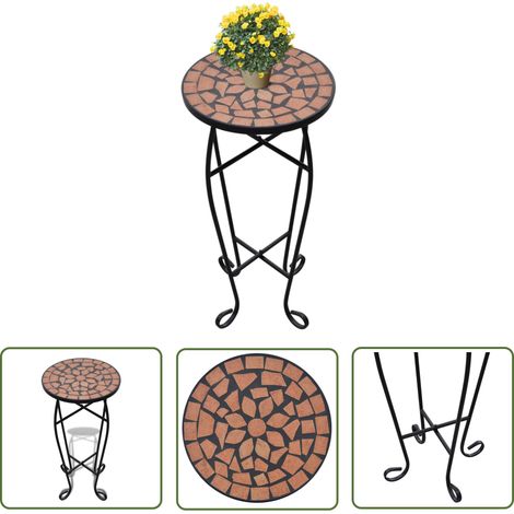 The Living Store Beistelltisch Mosaik Terracotta - Blumentopf - Gartentisch - Terrassentisch - Beistelltisch - Mosaiktisch (1/5)