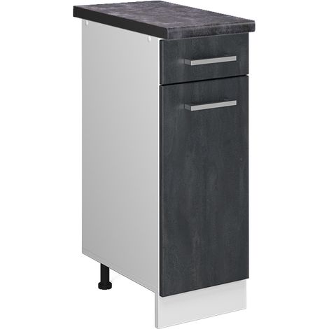 Mobiletto base per cucina R-Line, Calcestruzzo nero, 30 cm PL Antracite, Vicco (1/5)