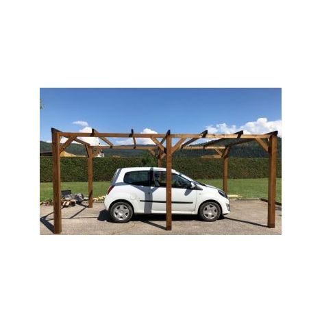 WMU – Carport bois 15m² 3 x 5 – Autoportant pour 1 à 2 voitures – Bois traité autoclave – Montage facile en 2h (1/2)