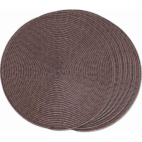 Lot de 6 sets de table ronds tressés pour salle à manger, lavables, 38,1 cm (marron)'Parent'Marron'- (1/5)