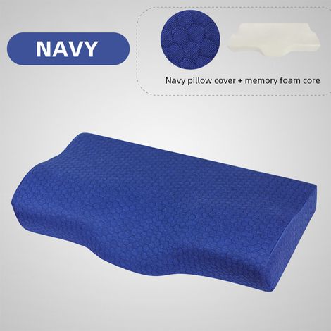 Oreiller orthopédique élastique pour la nuque, oreiller ergonomique en forme de papillon, oreiller relaxant à mémoire de forme bleu marine-AquaForge (1/5)