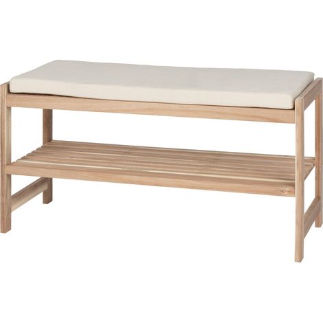 WENKO Imbottita Acina, scarpiera con Seduta certificata FSC, Legno, Marrone, 90 x 45 x 34 cm (1/4)