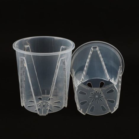 Lot de 5 pots à orchidées en plastique transparent avec trous pour intérieur et extérieur (1/4)