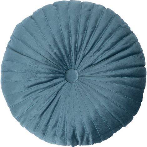 Coussin Rond Jete - Velours - 38 cm - Pour Canape Chaise Lit Voiture - Bleu Marine - 1 Unite (1/5)