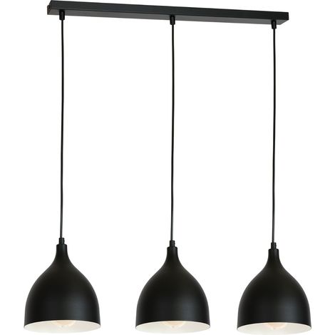Suspension noire 3 lumières barre 72cm Noak Luminex
