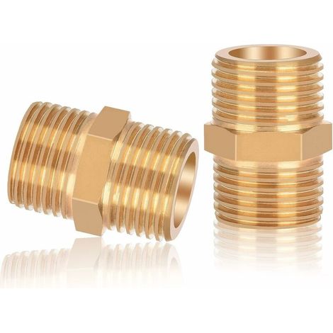 VURAHOME - Double mamelon 1/2 pouce raccords plomberie Hexagonal à Joint Hexagonal Mâle à Mâle en laiton,convient à la plomberie, au chauffage central, à l'approvisionnement en eau chaude et froide (1/5)