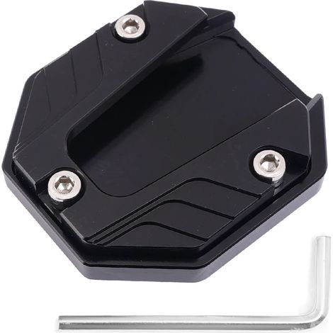 (NOIR) Extension de béquille universelle pour moto, vélo électrique et scooter, avec base antidérapante et coussinet de support latéral. (1/4)
