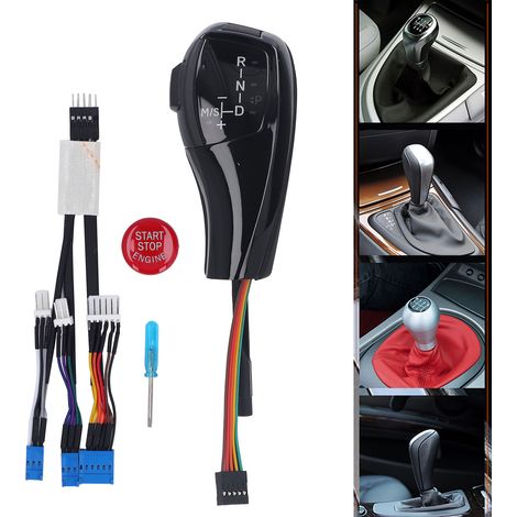 Fahrzeugmodifikation: Elektronischer LED-Gangwahlschalter und roter Startknopf für BMW 6er E63/E64 2004-2006 Linkslenker, glänzend schwarz. (1/5)