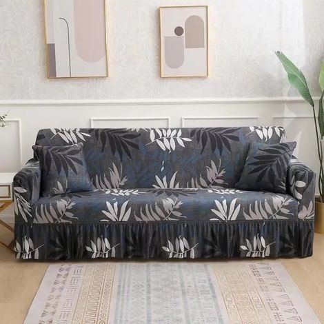 Housse de Canapé 3 Places avec Accoudoirs Revêtement de Canapé Extensible Jacquard,avec 1 Housse de Coussin(195 – 230 cm) (1/4)