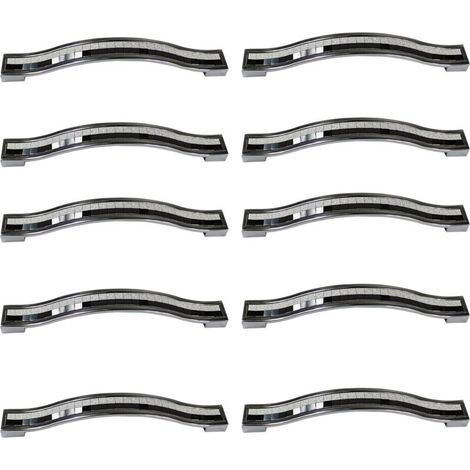 10Pcs Crystal Rhinestone Alloy Drawer Pulls Handles for Dresser Kitchen Cabinet Cupboard, Black and White, 128MM-10PCS