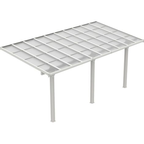 Carport pergola addossata in alluminio con tetto in policarbonato 18,54 m² Bianco - PAZERA