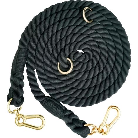 Laisse multifonctionnelle mains libres haut de gamme de 2,13 m avec double crochet pivotant - Élastique absorbant les chocs pour chiens de petite et grande race (noir) (1/5)
