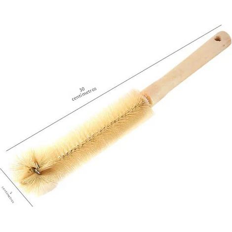 (Petit) Brosse à bouteille à long manche en bois, nettoyant pour verres et vases, poils naturels (1/5)