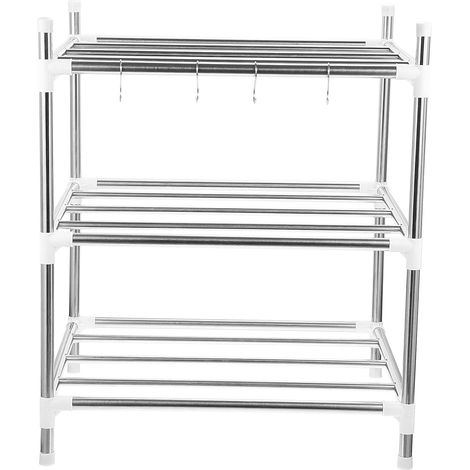 Étagère Cuisine Multifonctionnelle 3 Niveaux en Acier Inoxydable Rangement Robuste et Spacieux pour Ustensiles et Casseroles 1 Pièce Espace Optimisé Cuisine Compacte (1/5)