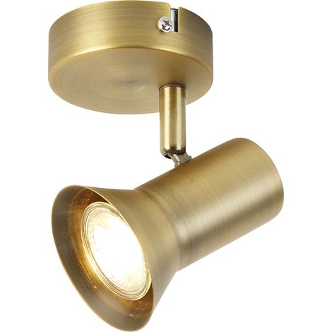 QAZQA Moderno Foco de techo y pared bronce giratorio e inclinable - Karin 1 Acero Redonda Adecuado para LED Max. 1 x 35 Watt