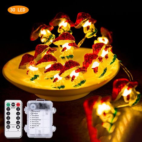 Guirlande lumineuse LED en forme de champignon, guirlande lumineuse décorative 3D réaliste et étanche pour plantes en pot (3 mètres, bande LED de 30 mm, télécommande) (1/5)