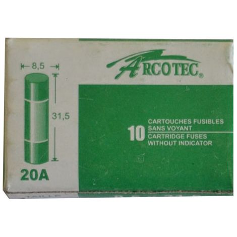 BOITE 10 FUSIBLES 20A 8.5X31.5MM