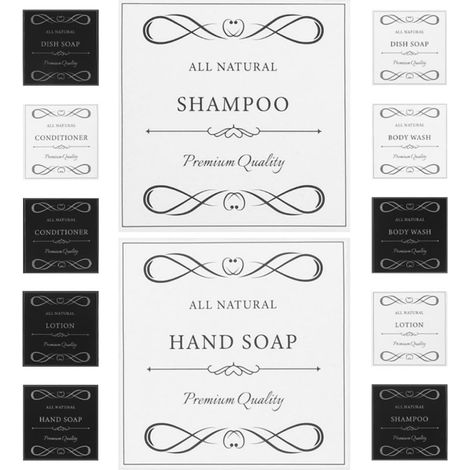 Selbstklebende Etiketten für Seifen- und Shampoo-Spender, 2er-Set, aus wasserfestem, abriebfestem Vinyl, für Küchen- und Heimwerkerprojekte. (1/5)