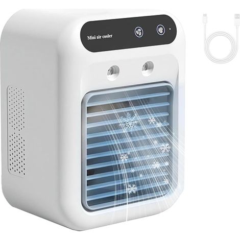 Unité De Climatisation, Mini Climatiseur Portable, Refroidisseur Par évaporation 3 En 1 Et Ventilateur Brumisateur Rechargeable Avec Réservoir D'eau Pour Le Bureau à Domicile, Le Camping En Plein Air (1/5)