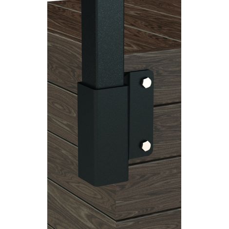Deco Fer Forge – Platine d'angle intérieur pour fixation latérale – Accessoire pour poteau 50x50mm – Finition noire – Perçage 4 trous diamètre 10,5mm