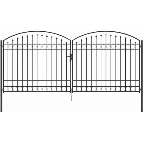 Puerta de Cerca con cerradura Gris 400 x 175 cm Acero (1/5)