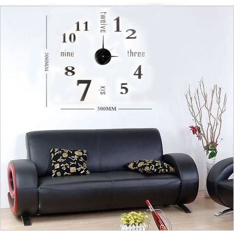 Horloge murale moderne 3D miroir 500mm pour décoration intérieure (1/4)