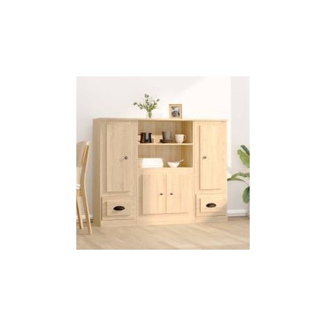 Buffets 3 pcs chêne sonoma bois d'ingénierie (1/5)