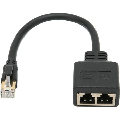 Ej.Life Adaptateur Répartiteur RJ45, Répartiteur D'adaptateur Ethernet 1 à 2 Ports Réseau RJ45, Adaptateur Répartiteur de Câble Réseau CAT8 pour Bureau à Domicile (1/5)
