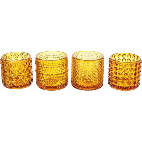 ARPIMEX Vasetti Vetro Portacandele D 7 Cm H 6,8 Cm Marrone Mix 4 Pz