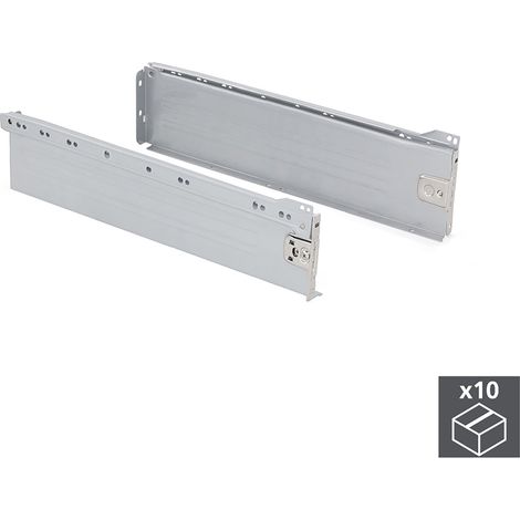 Kit cassetto per cucina Ultrabox, altezza 118 mm, prof. 350 mm, Acciaio, Grigio metallizzato, 10 pezzi 3003025 EMUCA