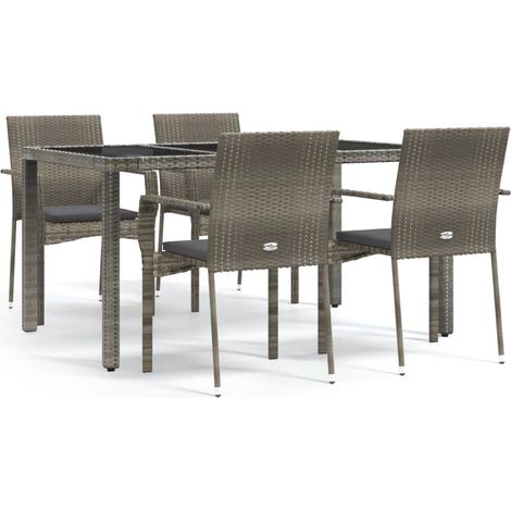 Maison Exclusive - Set comedor de jardín 5 piezas con cojines rat (1/5)
