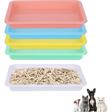 Set mit 5 flachen Katzentoiletten aus Kunststoff für Wohnungskätzchen (5 Farben) (1/5)