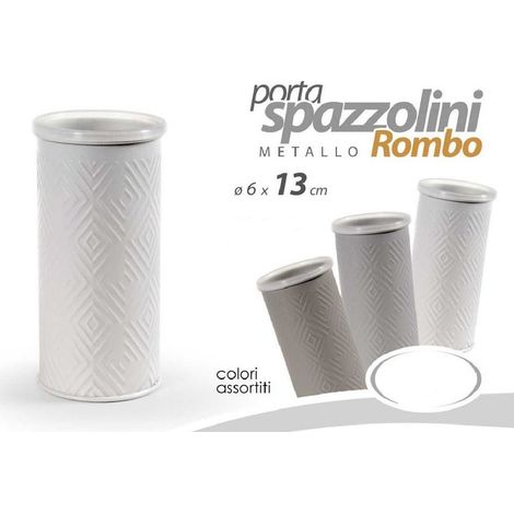 Trade Shop - Bicchiere Porta Spazzolino Metallo Rombo Elegante Colori Assortiti 6x13cm 783357 - (1/3)