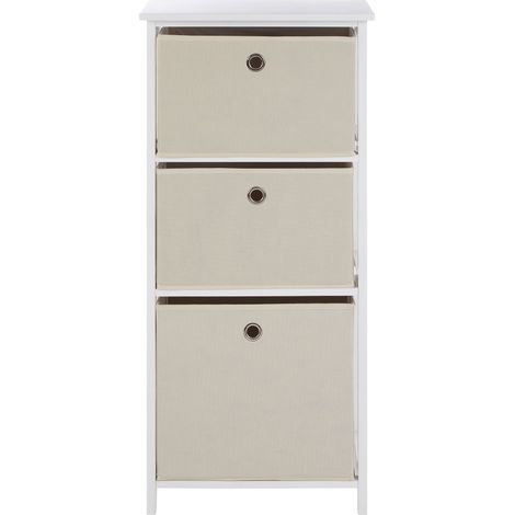 Premier Housewares Lindo 3 Natural Fabric Drawers Cabinet