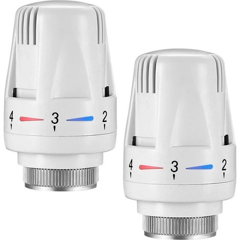Lot de 2 Tête de Thermostatique M30 x 1,5, Valves Thermostatiques pour Radiateur, Tête de Remplacement de Vanne de Thermostat de Radiateur pour Maison Bureau (1/5)