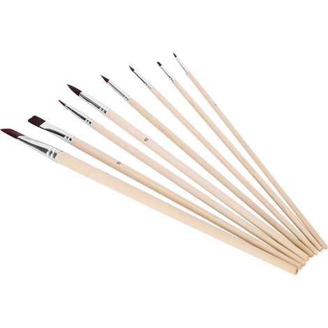 Ensemble de 8 pinceaux en nylon à pointe plate pour aquarelle, gouache, huile et acrylique - Outils pour artistes (1/5)