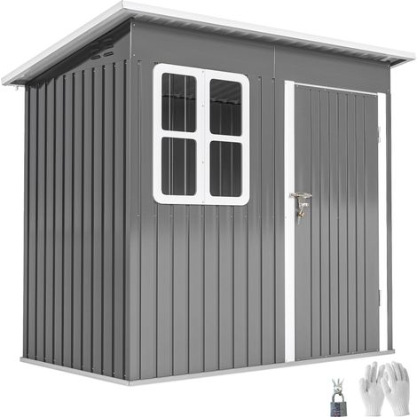 Gartenschuppen, Abri de jardin avec fenêtres, verschließbare porte, für Garten, Terrasse, Acier, 221L x 133B x 190H cm, gris (1/4)
