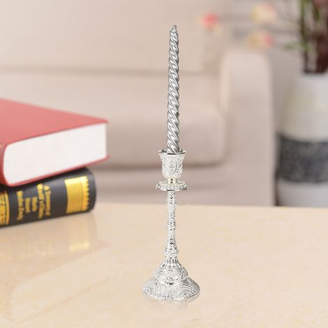 Ensemble de 4 bougies allongées de style moderne, décoration pour la maison, Noël ou mariage (argenté) (1/5)