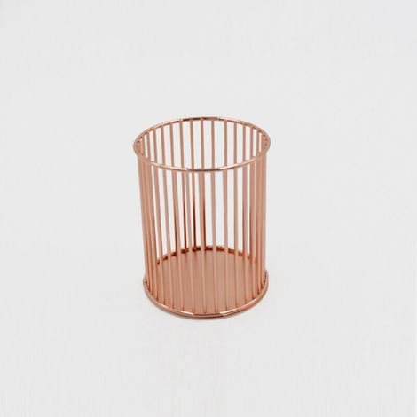 Pot Crayons Métal Pinceaux Rond Durable Pot Crayons Évidé Doré Pot Crayons Fer Ajouré Pot Crayons Rond Métallique Papeterie Stockage Organiseur Conteneur - Or Rose (1/5)