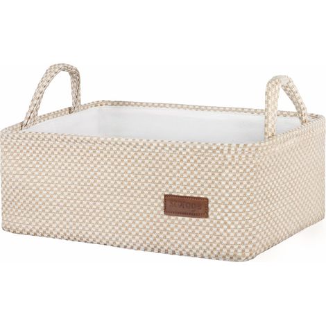Panier : petit panier de rangement pour étagères, étagère de placard, chambre d'enfant, jouets, livre, panier de rangement pliable en tissu décoratif avec poignée de transport (1/5)