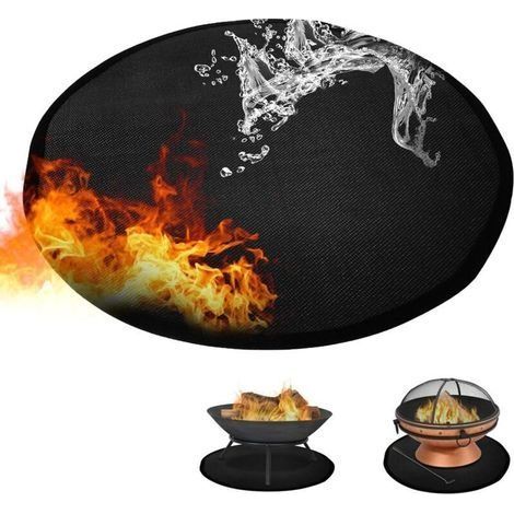 Tapis de Foyer, Fire Pit Mat, Tapis Ignifuge Rond, Tapis de Sol Ignifuge à 3 Couches pour Barbecue Gril, Barbecue Extérieur, Pelouse, Terrasse, 36 Pouces (1/5)