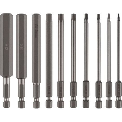 10 embouts à douille hexagonale large de 100mm 1.5-12mm, embouts de tournevis hexagonaux en acier S2, foret 1/4 (1/5)